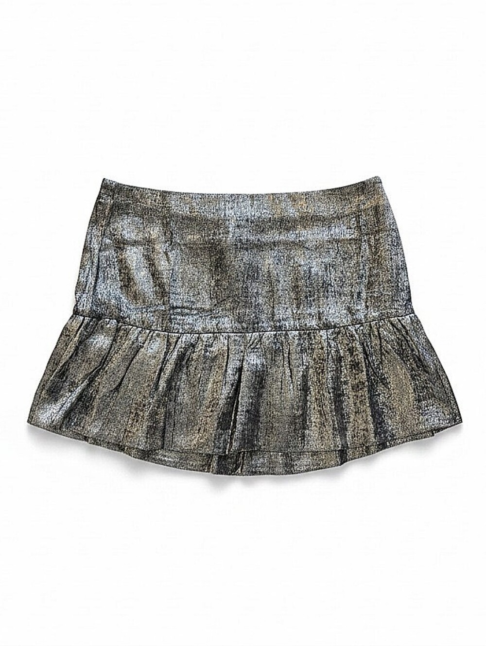 NWT! New In Metallic Ruffle Mini Skirt - Silver